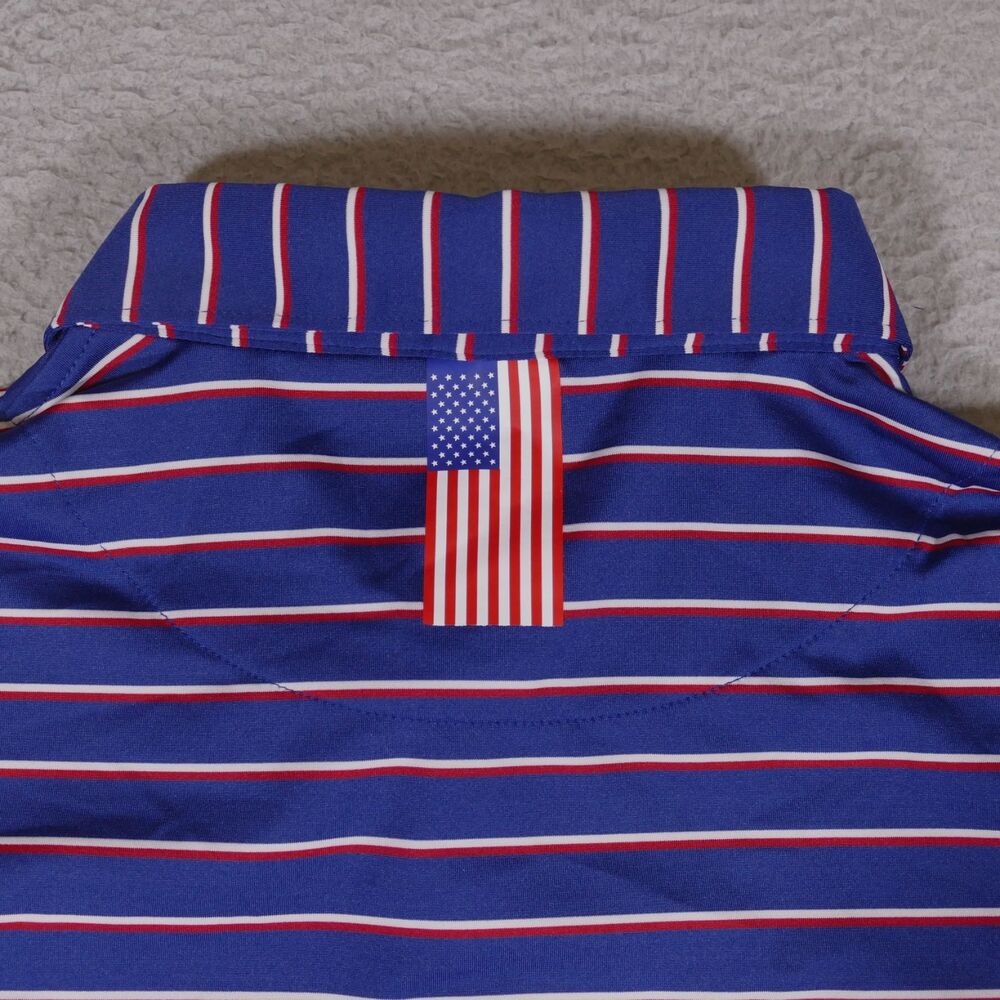 Rhoback Performance Polo Shirt Mens 2XL Navy Blue Red Short Sleeve